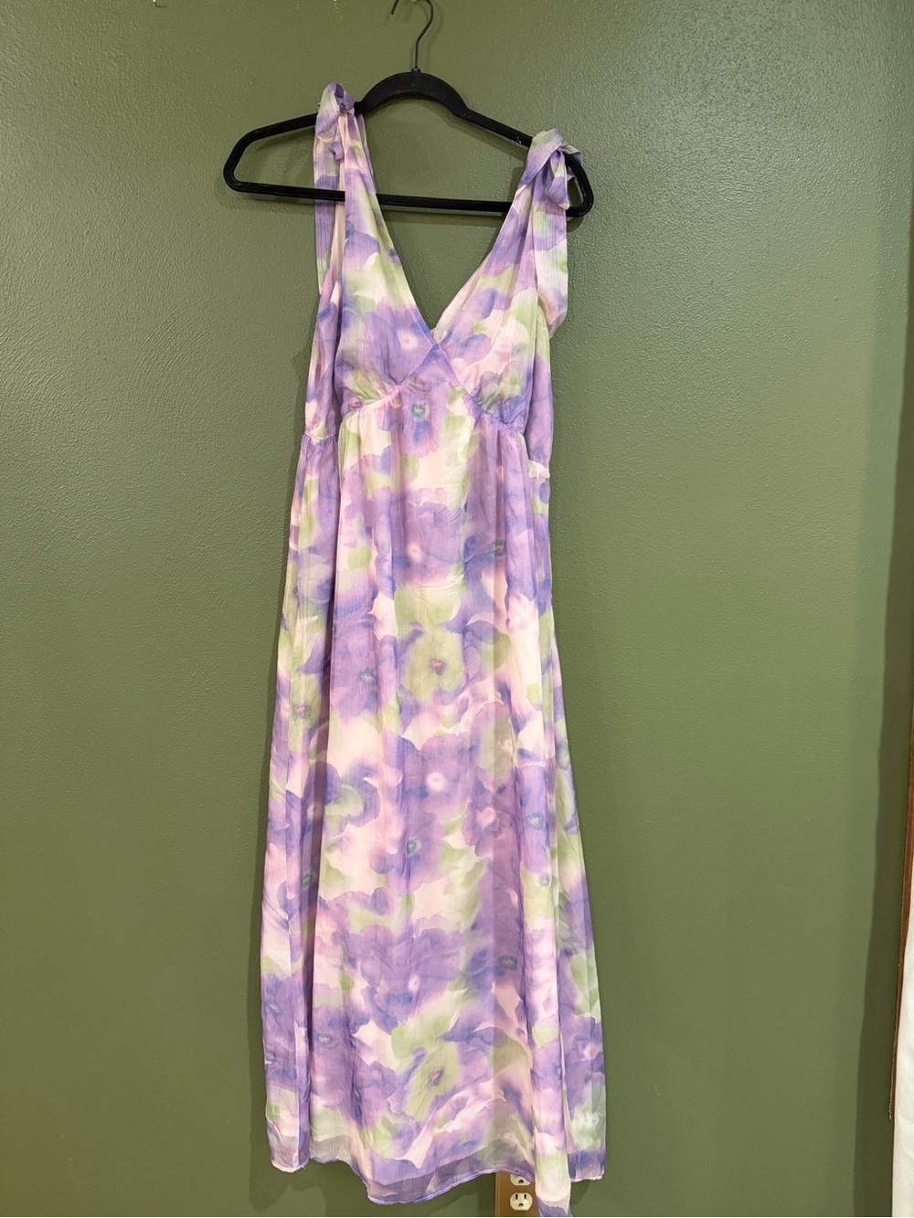 Lush Lavender and Pale Green Floral Maxi Dress